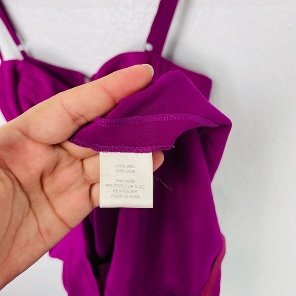 REBECCA TAYLOR Bra Cup Bustier Mini Slip Dress 100% Silk Fuchsia Purple Size 2 - Picture 6 of 6